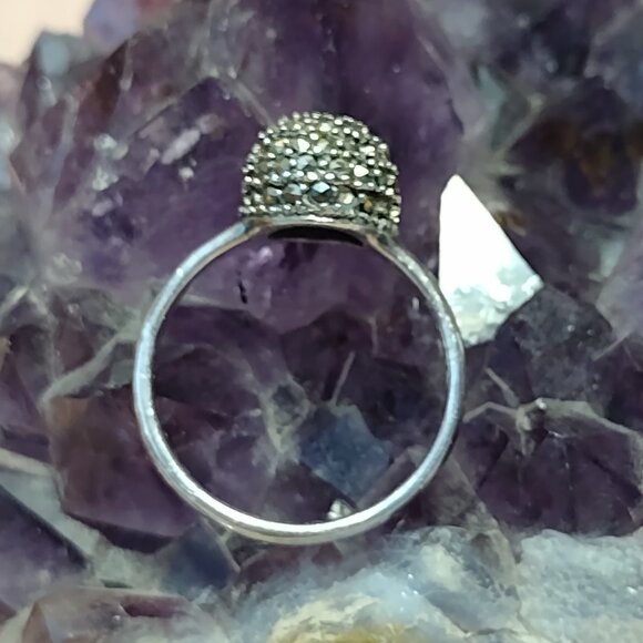Sterling Silver Marcasite Sphere Ring - Picture 7 of 9